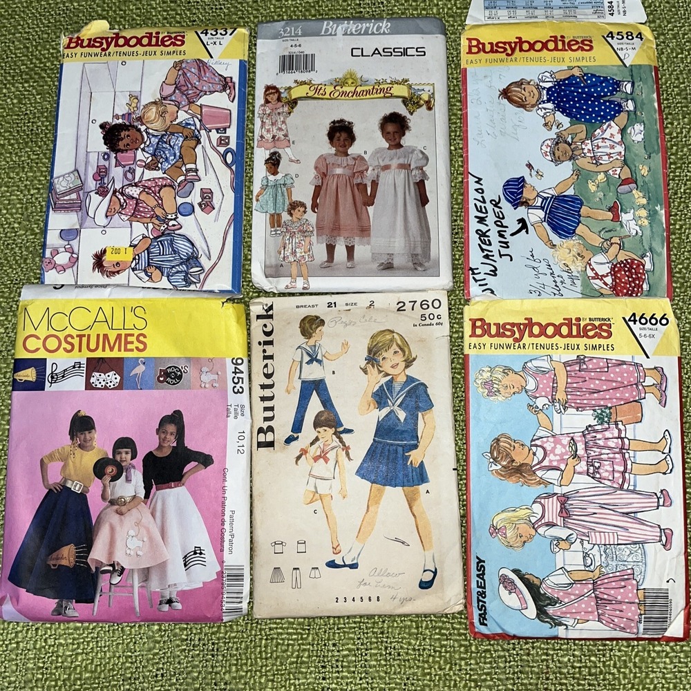 Mccalls patterns costumes , butterick , busybodies  lot of‎ 6 size 2 -12 vtg